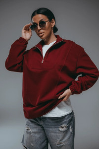 Свитшот женский "Брамея" лакост 2-х нитка пенье (р-ры: 46-60) бордо