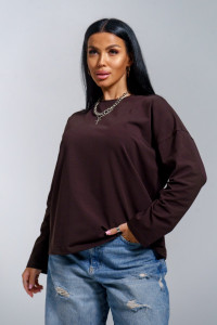 Лонгслив женский "Лика" кулирка (р-ры: 44-54) шоколад