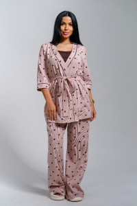 Пижама тройка женская "Асти" кулирка (р-ры: 48-58) шоколад
