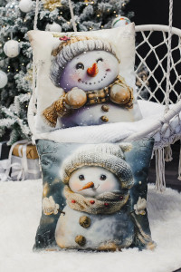 Наволочка-чехол декоративная с 3D-эффектом на молнии "Снеговик подмигни" 2 шт.