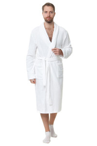 Халат мужской шаль махровый "Мужская элегия" (последний размер) белый 50