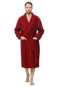 Халат мужской шаль махровый "Мужская элегия" (последний размер) бордовый 54