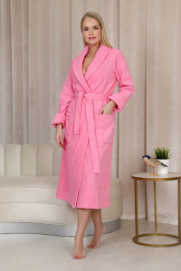 Халат женский шаль махровый удлиненный "Женская элегия" (последний размер) розовый 56