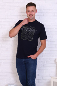 Футболка мужская 816-1 "Gamer" кулирка (последний размер) темно-синий 50,56,60