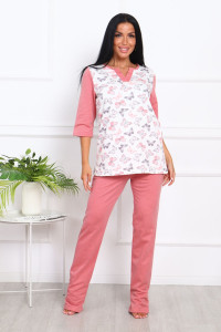 Пижама женская 01015 футер с начёсом (последний размер) коралловый 54,58