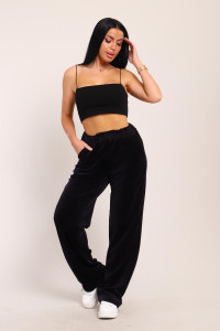 Брюки женские 01039 велюр (последний размер) черный 48