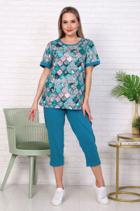 Костюм двойка женский 910-2 кулирка (последний размер) изумруд 58,60