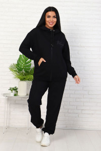 Костюм двойка женский 907-7 футер 2-х нитка с лайкрой (последний размер) черный 54,58