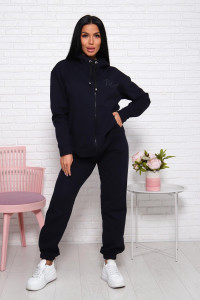 Костюм двойка женский 01024 футер 2-х нитка с начесом (последний размер) темно-синий 58