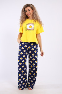 Костюм двойка женский КД-00-007 кулирка (р-ры: 84-112) желтый яичница