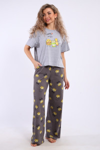 Костюм двойка женский КД-00-007 кулирка (р-ры: 84-112) серый меланж картошка фри