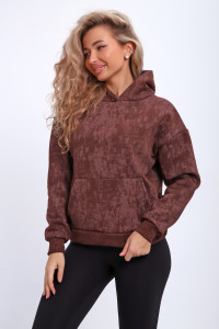 Толстовка женская №29019 футер 3-х нитка с начесом (р-ры: 40-56) коричневый