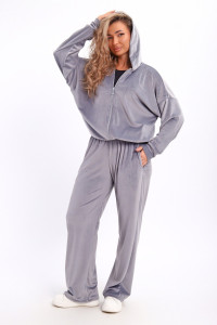 Костюм двойка женский №061 велюр (р-ры: 44-58) светло-серый