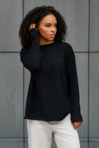 Лонгслив женский №057098 "Лонг" кулирка пенье компакт (р-ры: 44-66) черный