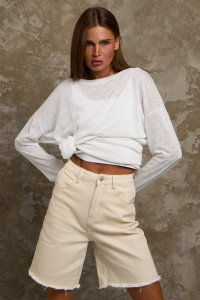 Лонгслив женский №056977 "Флам" кулирка флам (р-ры: 44-66) белый