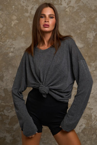 Лонгслив женский №056977 "Флам" кулирка флам (р-ры: 44-66) графит
