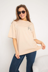 Футболка женская №057130 "Ирина" кулирка-хлопок стрейч (р-ры: 40-46) бежевый