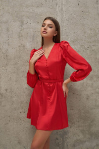 Платье женское "Валерия" атлас (р-ры: 42-52) красный