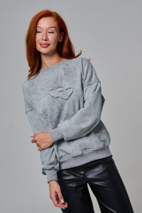 Толстовка женская №67189 футер 3-х нитка (р-ры: 44-52) серый винтаж