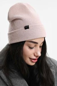 Шапка женская теплая в рубчик вязаный трикотаж 057175 розовый