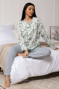 Пижама женская 1759/11 футер с начесом (р-ры: 48-62) хаки