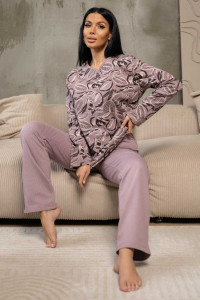 Пижама женская 1759/12 футер с начесом (р-ры: 48-62) какао