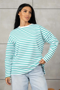 Лонгслив женский 1688/1 футер 2-х нитка пенье (р-ры: 42-52) зеленый-белый