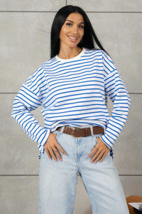 Лонгслив женский 1688/4 футер 2-х нитка пенье (р-ры: 42-52) голубой-белый