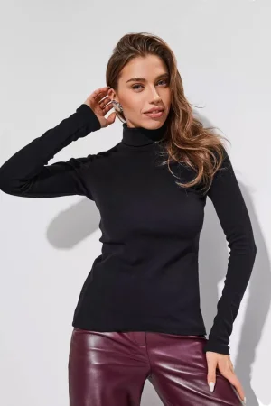 Водолазка женская 1455/4 рибана (р-ры: XS-XXL) черный