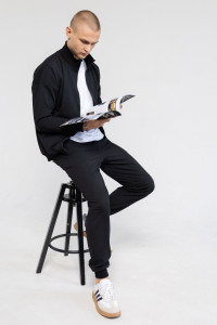 Костюм двойка мужской 1918 футер 2-х нитка (р-ры: 48-58) черный