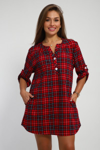 Рубашка-туника женская №212 кулирка (р-ры: 46-60) красный