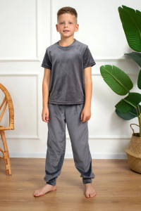 Костюм двойка детский М-03КД "Котик" велюр (р-ры: 30-42) графит