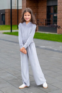 Костюм двойка детский М-72Д "Самолет" велюр (р-ры: 34-40) серый