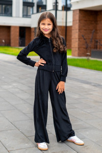 Костюм двойка детский М-72Д "Самолет" велюр (р-ры: 34-40) черный