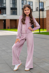 Костюм двойка детский М-72Д "Самолет" велюр (р-ры: 34-40) розовый