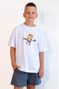 Костюм двойка детский М-5КД "Яркий" кулирка (р-ры: 32-40) белый