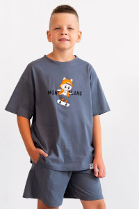 Костюм двойка детский М-5КД "Яркий" кулирка (р-ры: 32-40) графит