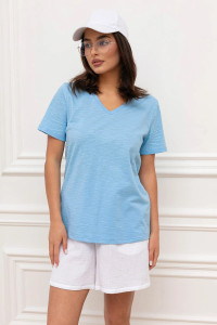 Футболка женская М-35Ф "Флам" кулирка флам (р-ры: 44-60) голубой