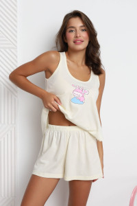 Пижама женская М-25П "Доброе утро" кулирка (р-ры: 40-46) молочный