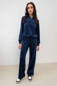 Костюм двойка женский М-282К "Кэт-5" велюр (р-ры: 42-56) темно-синий