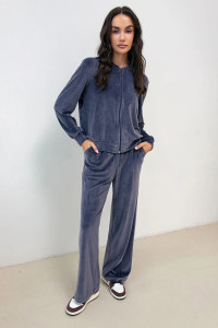 Костюм двойка женский М-282К "Кэт-5" велюр (р-ры: 42-56) графит