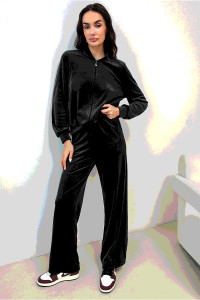 Костюм двойка женский М-282К "Кэт-5" велюр (р-ры: 42-56) черный