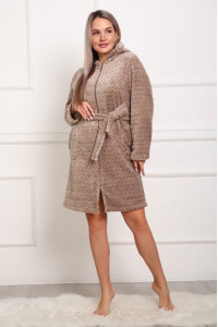 Халат женский ХВ-629 велсофт (р-ры: 44-52) косички кофе