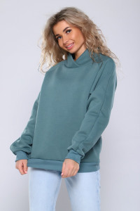Толстовка женская №89338 футер 3-х нитка с начесом (последний размер) серо-зеленый 46,50,54