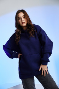 Толстовка женская №67090 футер 3-х нитка с начесом (последний размер) темно-синий 56