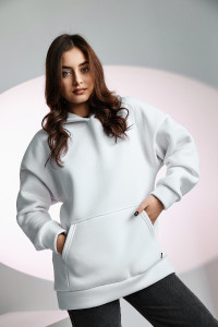 Толстовка женская №67090 футер 3-х нитка с начесом (последний размер) белый 50