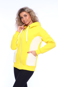 Толстовка женская №70093 футер 3-х нитка с начесом (последний размер) желтый 52