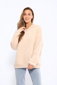 Толстовка женская №21012 футер 3-х нитка с начесом (последний размер) бежевый 44,48