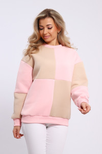 Толстовка женская №21055 футер 3-х нитка с начесом (последний размер) розово-бежевый 44,46