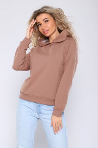 Толстовка женская №59210 футер с лайкрой 2-х нитка (последний размер) коричневый 52,54